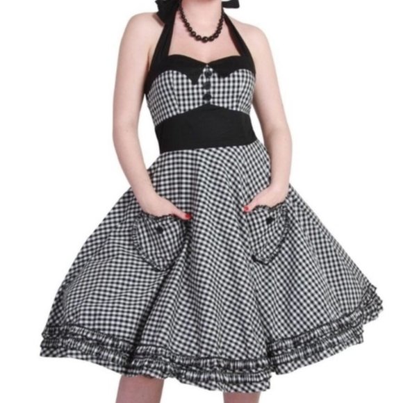 Hell Bunny Dresses & Skirts - HELLBUNNY • Vixen Gingham Retro Swing Halter Dress